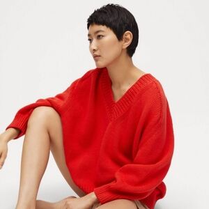 Babaa Red V-Neck Sweater